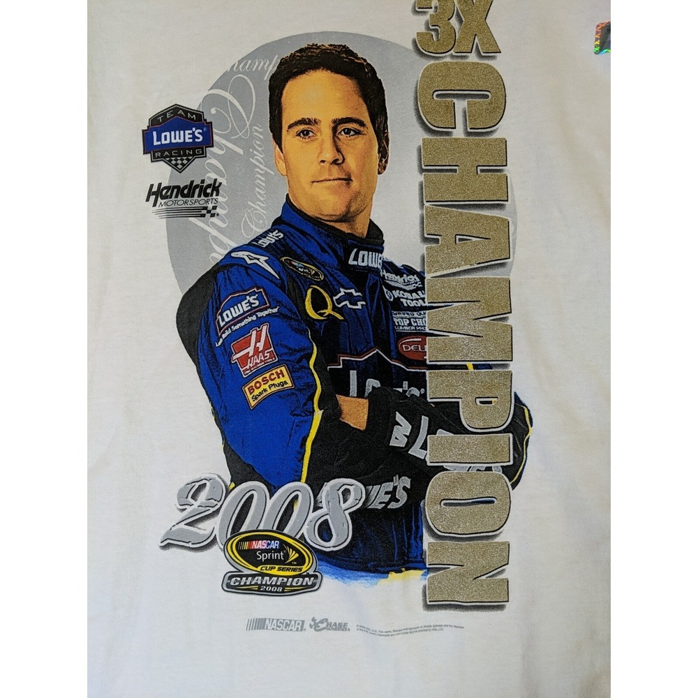 Chase Authentics Nascar Champion Jimmie Johnson Men's White 2XL T Shirt Crewneck - Picture 10 of 12